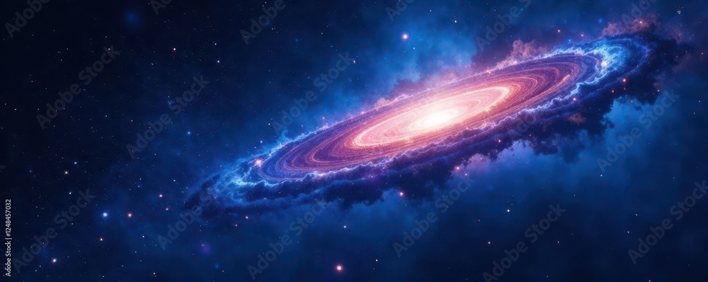 Dark blue space, sparkling stars, swirling gas, universe, interstellar, twinkle Dark blue space, sparkling stars, swirling gas, universe, interstellar, twinkle