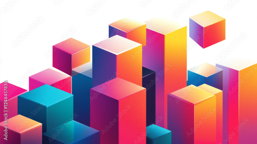 abstract minimalistic design colourful cube column 3d render illustration abstract minimalistic design colourful cube column 3d render illustration