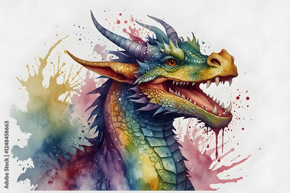 Dragon in watercolor style Dragon in watercolor style