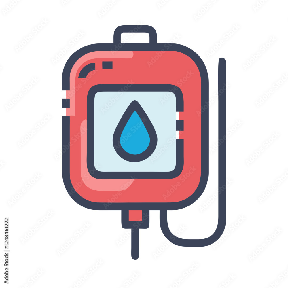 Blood Bag Icon illustration with droplet design Blood Bag Icon illustration with droplet design