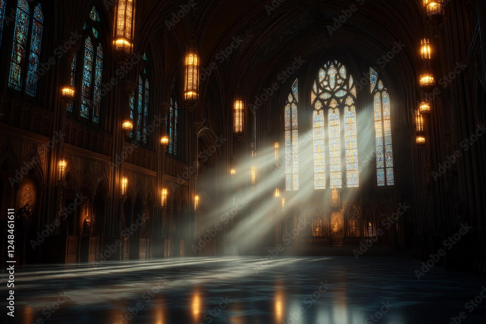 A large cathedral with stained glass windows A large cathedral with stained glass windows
