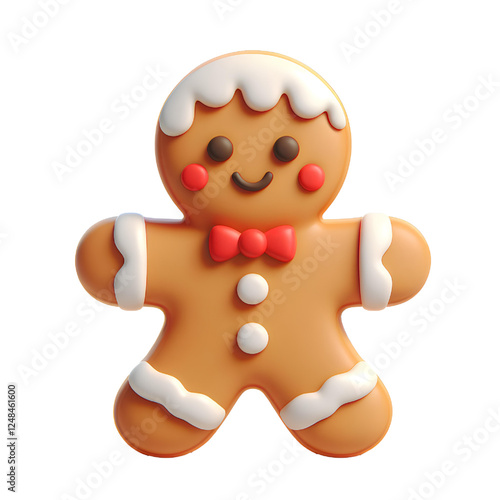 3D cute Cookie Man isolated on white background	