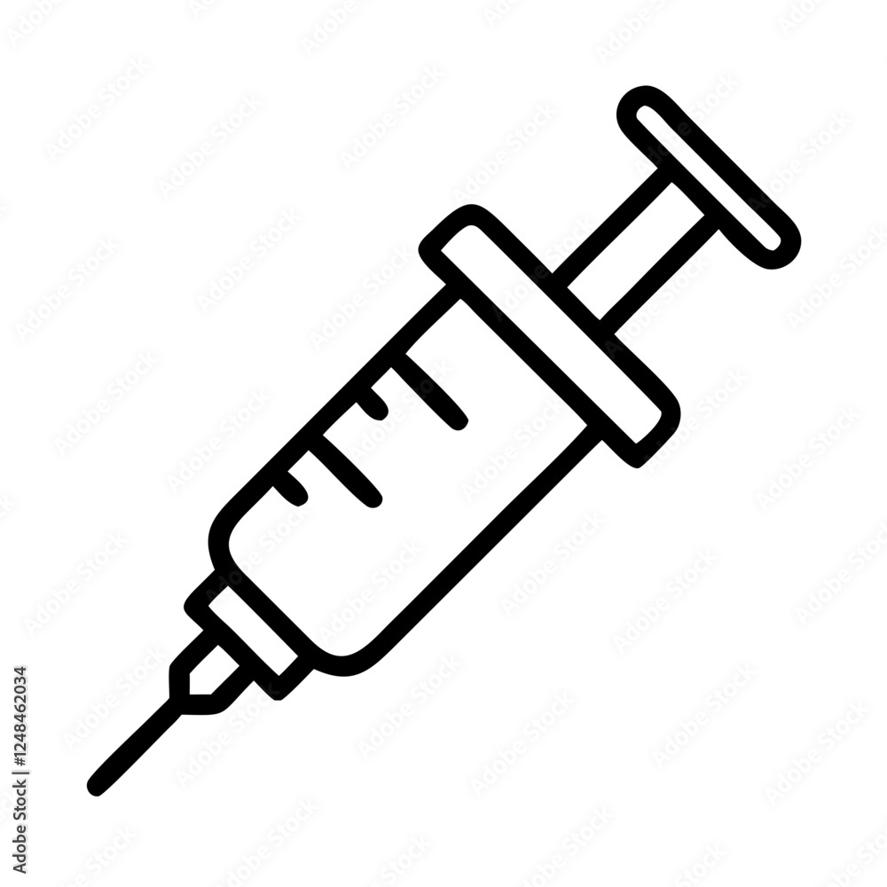 Injection Icon showing a syringe on a white background Injection Icon showing a syringe on a white background