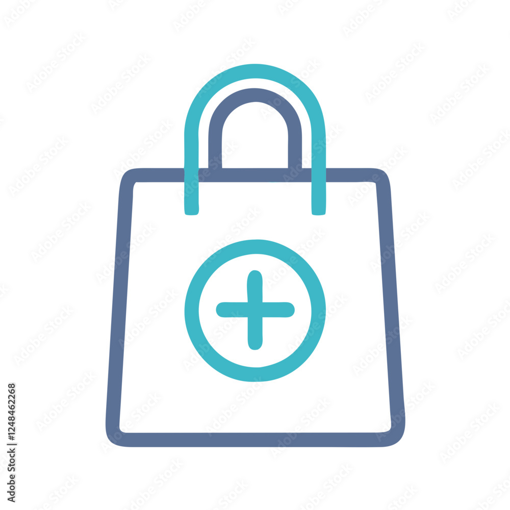 Pharmacy Bag Icon in minimalist design with teal and blue colors Pharmacy Bag Icon in minimalist design with teal and blue colors