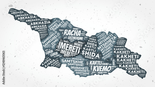 Georgia regions word clouds. Country shape on textured background. Georgia design in typographic style. Beautiful vector illustration.
