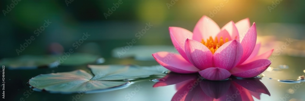 Delicate petals unfold on a serene summer morning, water, blooming Delicate petals unfold on a serene summer morning, water, blooming