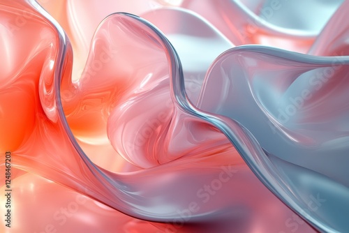 Wallpaper Mural Abstract pink and blue silky fabric flowing in a graceful wave Torontodigital.ca