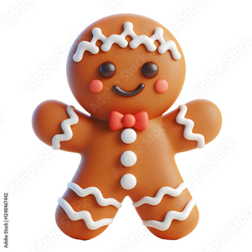 3D cute Cookie Man isolated on white background	