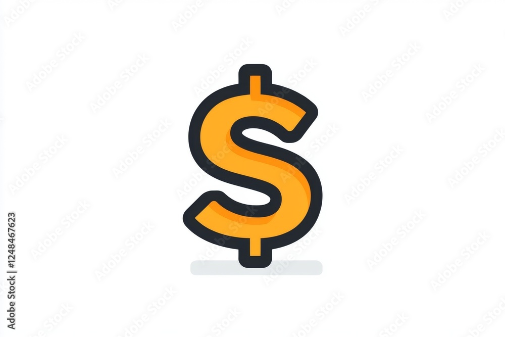 Stylized dollar sign with modern orange outline and shadow Stylized dollar sign with modern orange outline and shadow