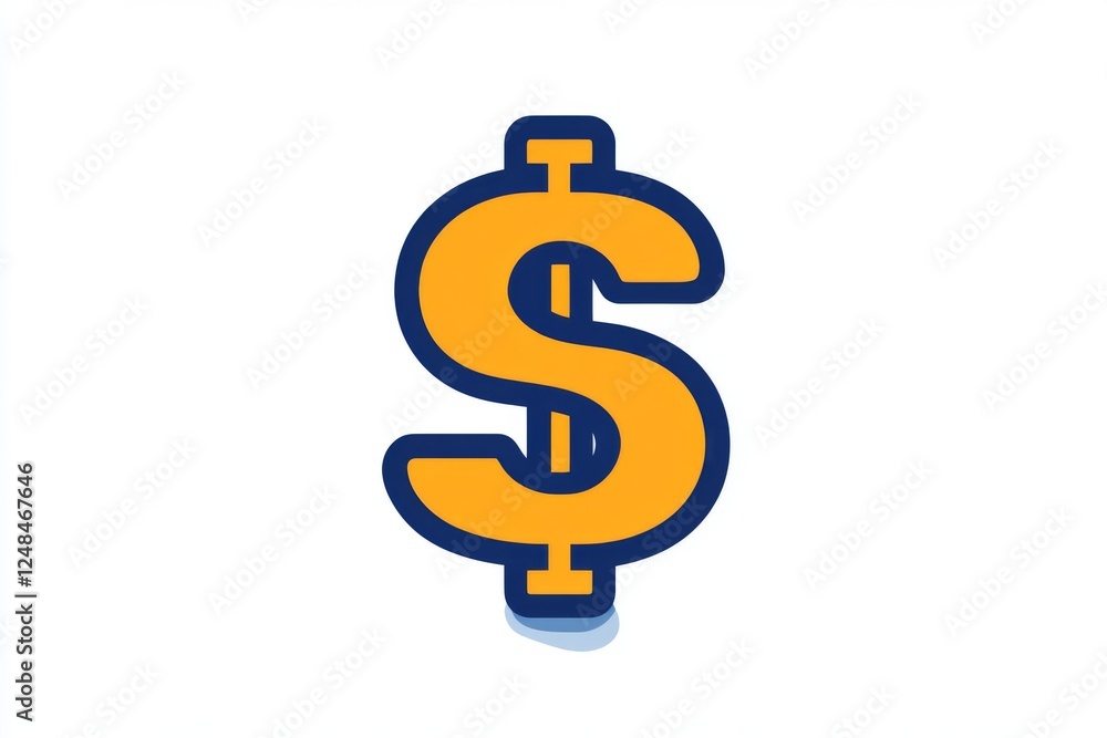 Blue and yellow outlined dollar sign with a modern aesthetic Blue and yellow outlined dollar sign with a modern aesthetic