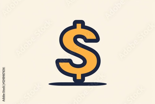 Beige background with orange dollar sign for finance concept photo