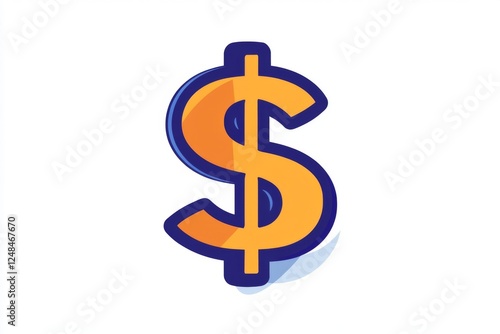 Blue and orange dollar sign with artistic details and abstract design photo