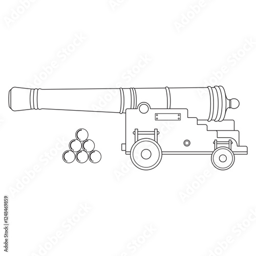 Hand drawn kids drawing vector illustration culverin cartoon isolated