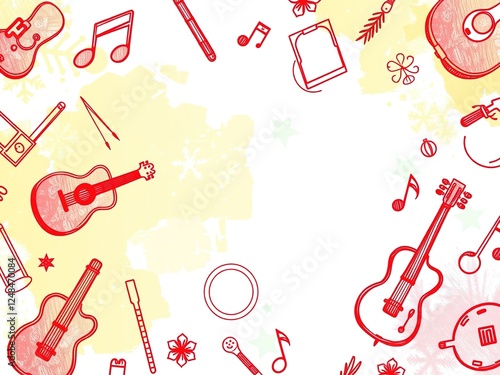 Whimsical Sketchy Music on a Vibrant Holiday Backdrop