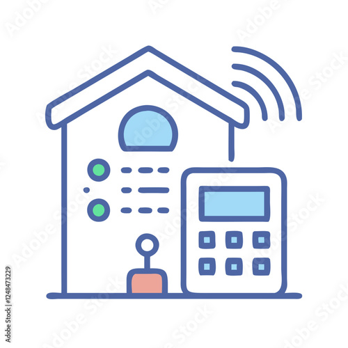 Home Alarm System Icon featuring a house and control panel