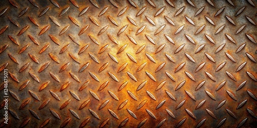Rustic Diamond Plate Metal Texture  A Weathered Industrial Background Featuring Oxidized Steel