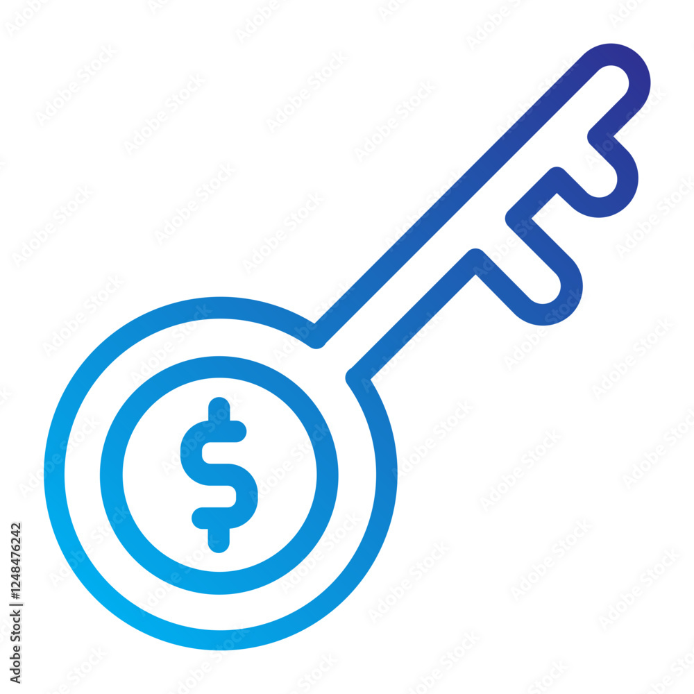 Obraz premium Key Money finance Line Gradient Icon