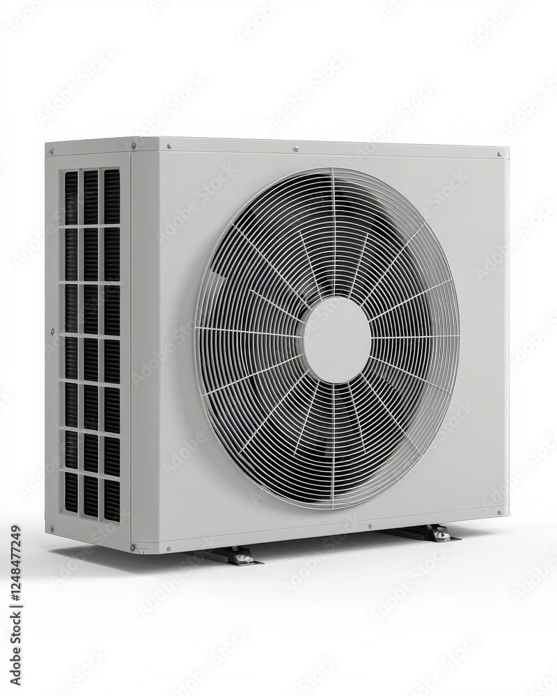 A compact air conditioning unit featuring a large fan for efficient cooling, suitable for both residential and commercial spaces. A compact air conditioning unit featuring a large fan for efficient cooling, suitable for both residential and commercial spaces.