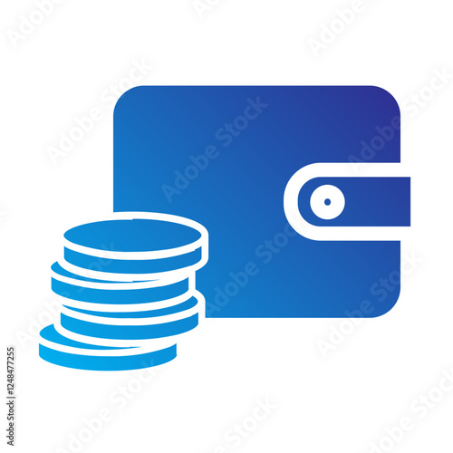 coin on wallet finance Solid Gradient Icon