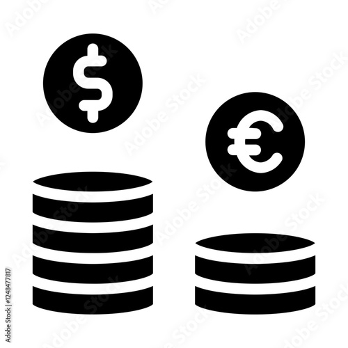 Exchange rate money finance Solid Icon