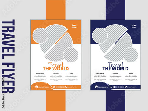 Business flyer design and brochure cover page template for travel agency