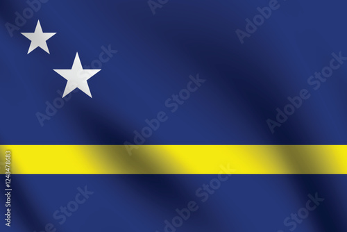 Curacao flag official colors and proportion digital vector illustration. Pleated flag.