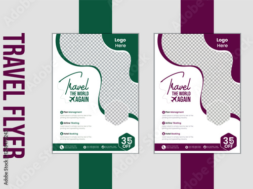 Business flyer design and brochure cover page template for travel agency