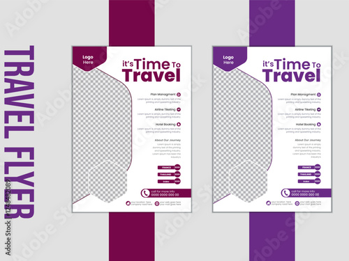 Business flyer design and brochure cover page template for travel agency