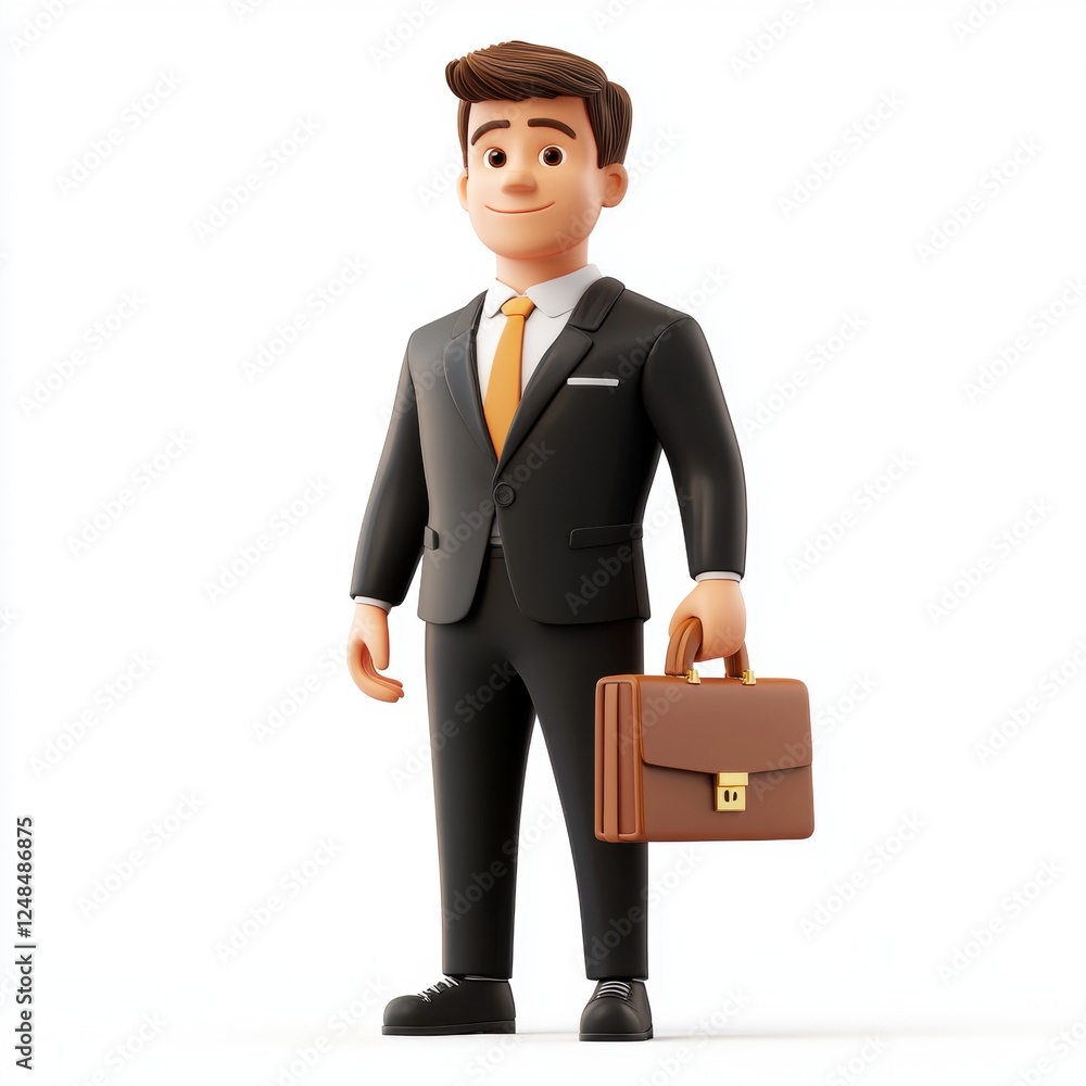Confident businessman in a suit holding a briefcase, isolated on white background Confident businessman in a suit holding a briefcase, isolated on white background