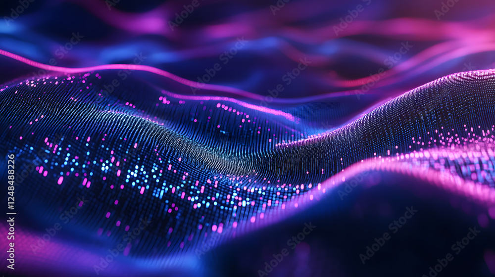 A mesmerizing purple and blue glow that creates the appearance of flowing, digital light patterns. A mesmerizing purple and blue glow that creates the appearance of flowing, digital light patterns.