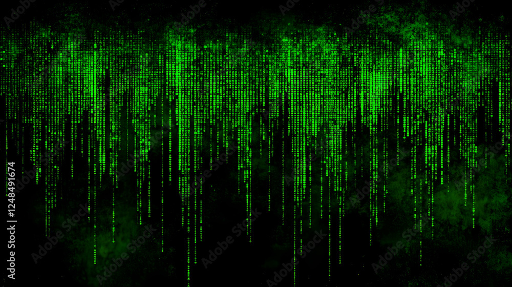 Streaming digital code, dark background, tech texture Streaming digital code, dark background, tech texture