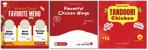 Delicious Food Menu Templates for Restaurant Promotion on Social Media