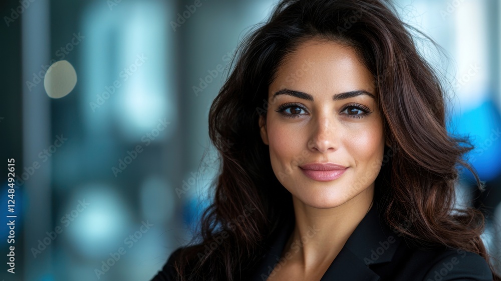 Confident and poised professional woman with a serene and inviting expression exuding a sense of positive energy ambition and leadership Confident and poised professional woman with a serene and inviting expression exuding a sense of positive energy ambition and leadership