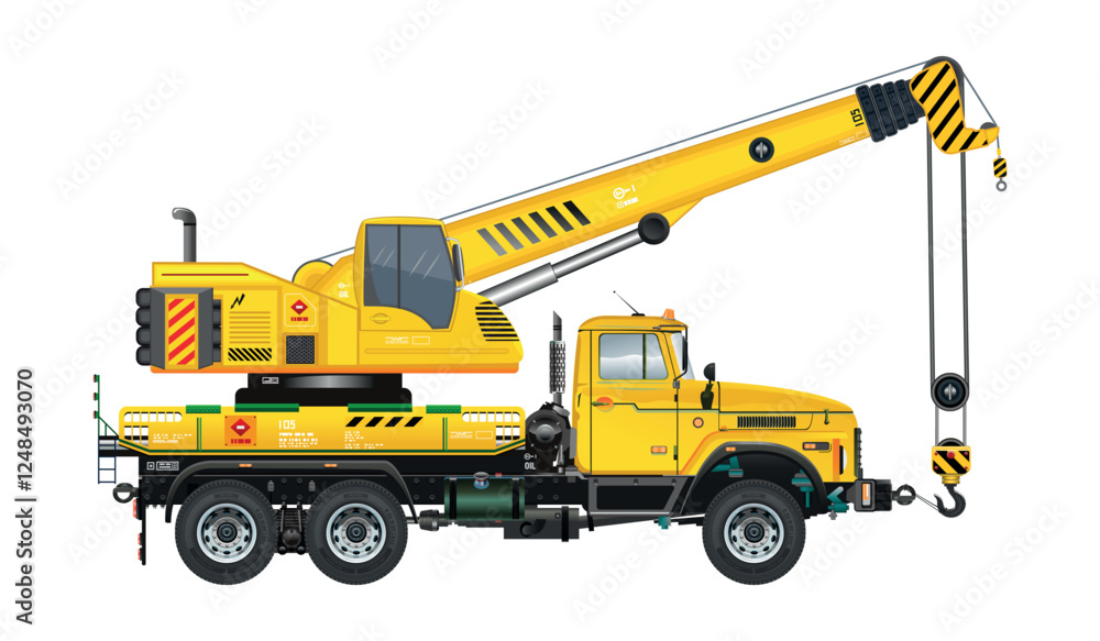 Crane truck vehicle towing hook heavy cargo car 3D vector illustration Crane truck vehicle towing hook heavy cargo car 3D vector illustration