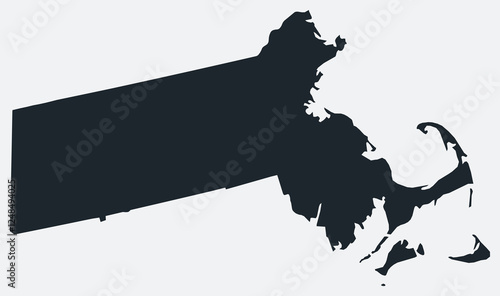 Massachusetts map. Just a simple border map. Shape of the state. Flat blank Massachusetts outline. Vector boundary illustration.