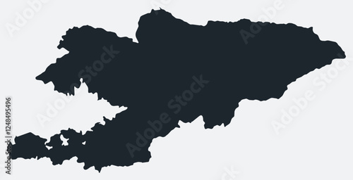Kyrgyzstan map. Just a simple border map. Shape of the country. Flat blank Kyrgyzstan outline. Vector boundary illustration.