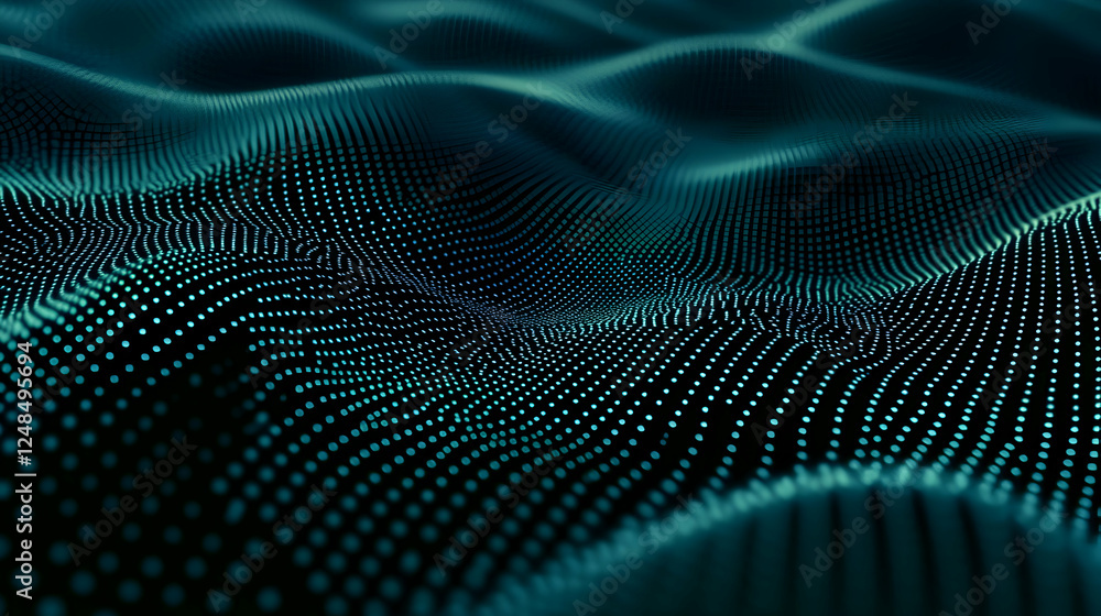 Teal digital wave pattern abstract background
