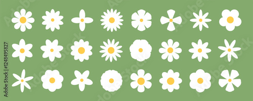 Set of flowers. Abstract origami flowers icons background. Doodle flat style for banners, wallpaper, posters, websites, online shopping. Vector illustration design and creative idea ,eps 10.