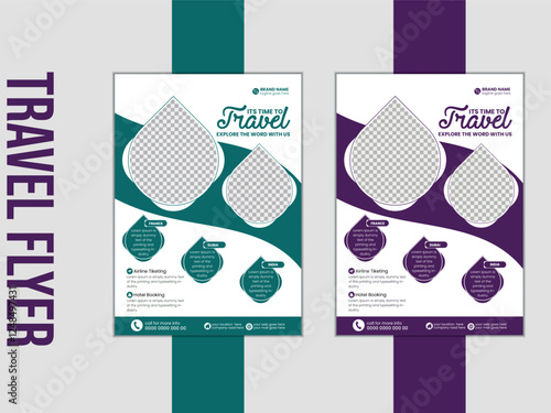 travel flyer design template, tour flyer, tourism color a4 print ready flyer
