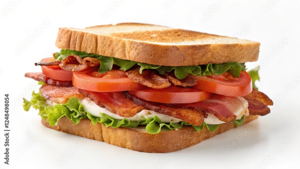 A delicious toasted sandwich layered with crispy bacon, ripe tomato slices, crisp lettuce, and creamy mayonnaise A delicious toasted sandwich layered with crispy bacon, ripe tomato slices, crisp lettuce, and creamy mayonnaise