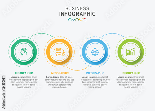 Timeline infographic design template with 4 options or steps. Can be used for process diagram, workflow layout, info graph, annual report, flow chart.