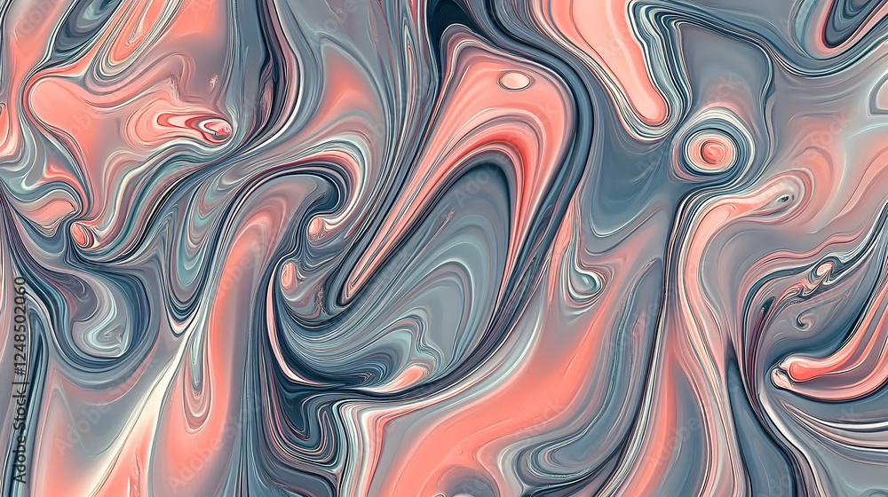 Abstract swirling paint texture; coral, grey background; design element Abstract swirling paint texture; coral, grey background; design element