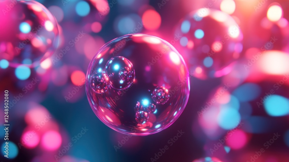 Abstract glowing spheres in vibrant pink and blue hues Abstract glowing spheres in vibrant pink and blue hues