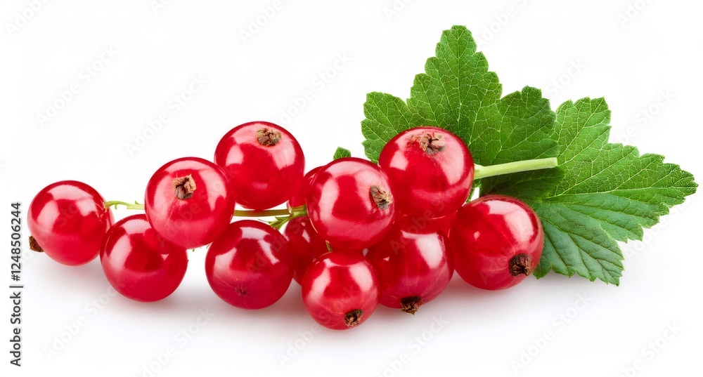 Fresh Red Currants with Green Leaves Displayed Fresh Red Currants with Green Leaves Displayed