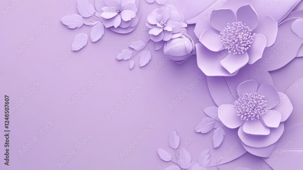 Lavender Paper Flowers and Leaves Design Lavender Paper Flowers and Leaves Design
