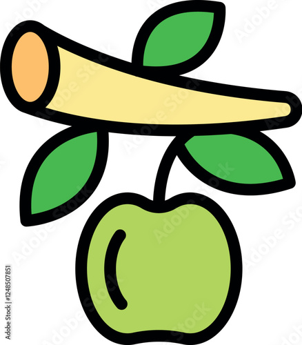 Grafting process illustration showing scion wood being attached to rootstock, promoting growth of new apple tree
