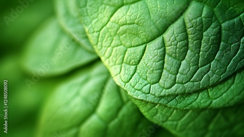 Lush Green Leaf Texture Close Up Detail