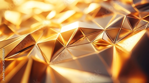 Textured Golden Surface with Geometric Facets photo