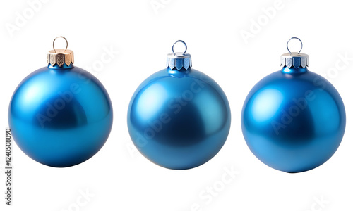 Blue Christmas balls isolated, Holiday elements, Blue baubles ornaments isolated, Holiday decoration