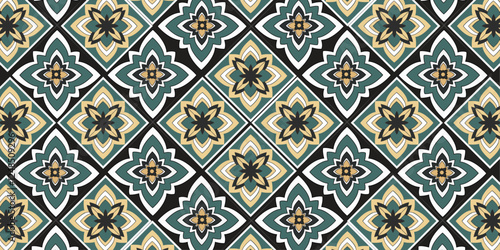 Abstract geometric mandala traditional ceramic tiles design pattern for floor and wall